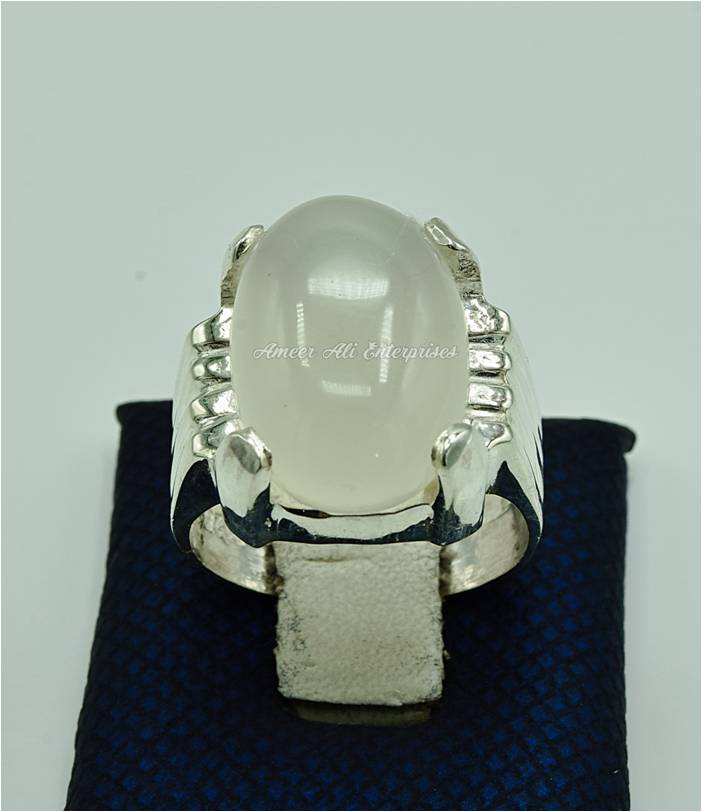 AAE 6874 Chandi Ring 925, Stone: Dur e Najaf