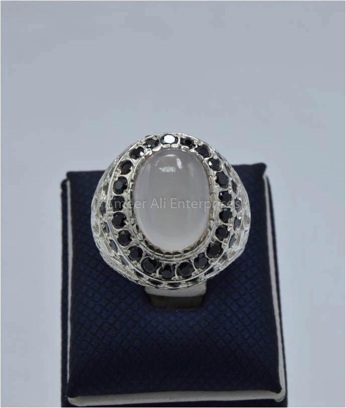 AAE 5826 Chandi Ring 925, Stone: Dur e Najaf - AmeerAliEnterprises