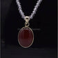AAE 5839 Chandi Pendant 925, Stone: Red Aqeeq - AmeerAliEnterprises