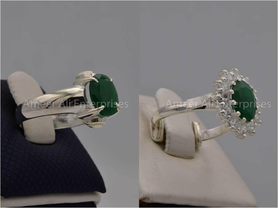 Silver Couple Rings: Pair 53,  Stone: Zircon - AmeerAliEnterprises