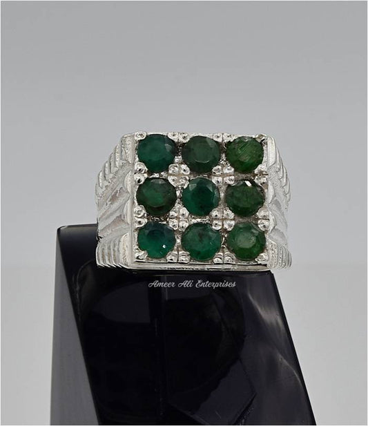 AAE 1802 Chandi Ring 925, Stone Emerald (Zamurd)