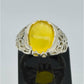 AAE 6529 Chandi Ring 925, Stone: Yellow Aqeeq