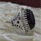 AAE 4371 Chandi Ring 925, Stone: Black Aqeeq