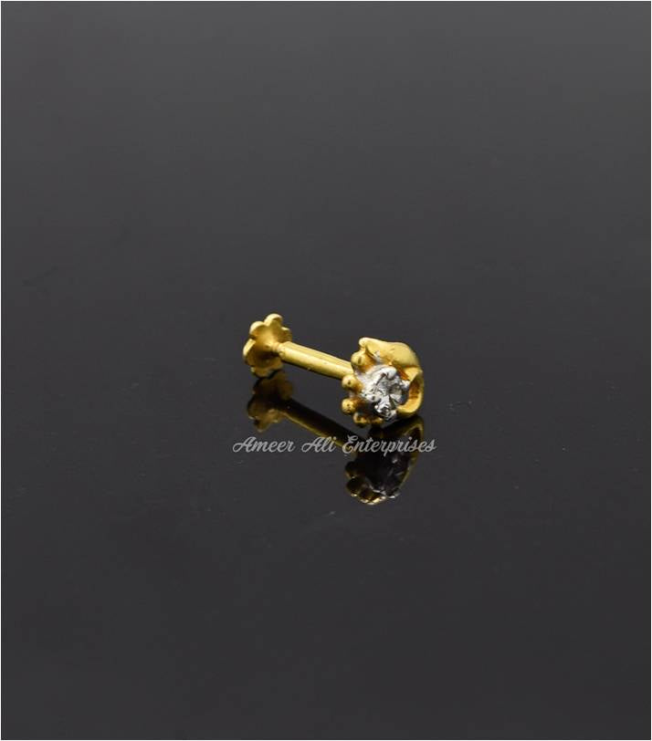 AAE 6885 Gold Nose pin, Stone: Zircon