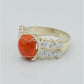 AAE 6278 Chandi Ring 925, Stone: Marjan (Coral)