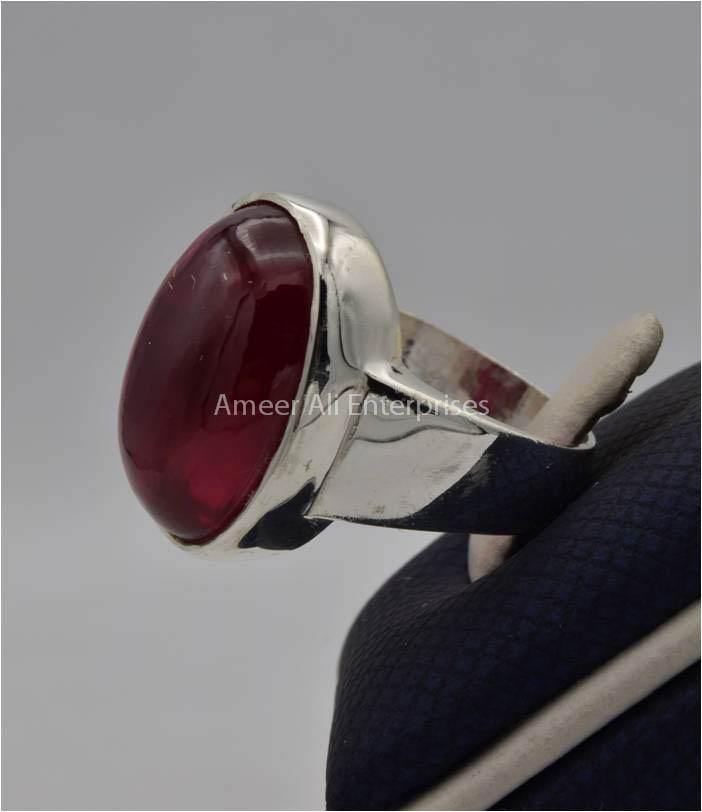 AAE 2210 Chandi Ring, Stone: Irani Poota Yaqoot (Anari Yaqoot) - AmeerAliEnterprises