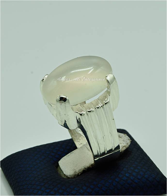 AAE 6874 Chandi Ring 925, Stone: Dur e Najaf