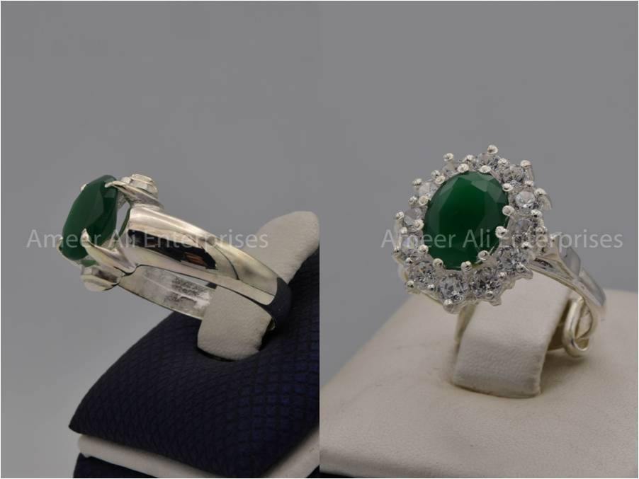 Silver Couple Rings: Pair 53,  Stone: Zircon - AmeerAliEnterprises