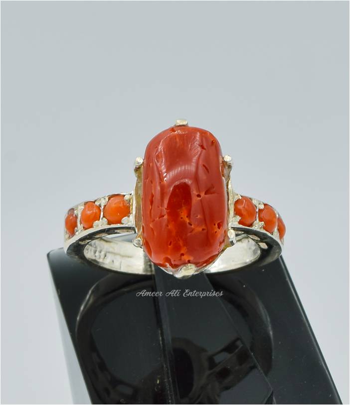 AAE 5828 Chandi Ring 925, Stone: Marjan