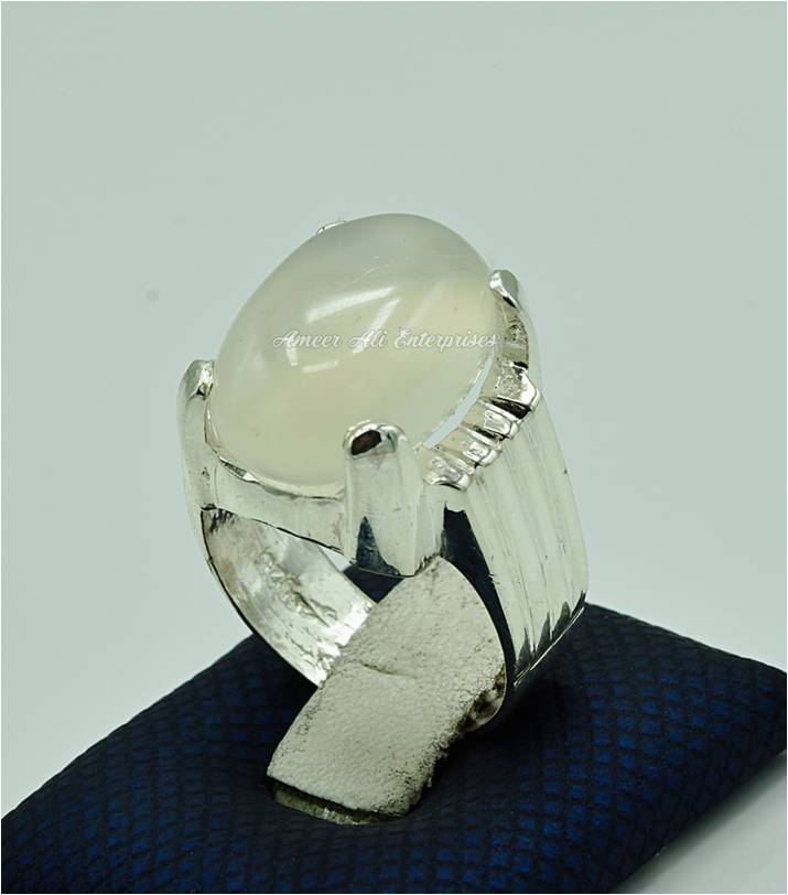 AAE 6874 Chandi Ring 925, Stone: Dur e Najaf