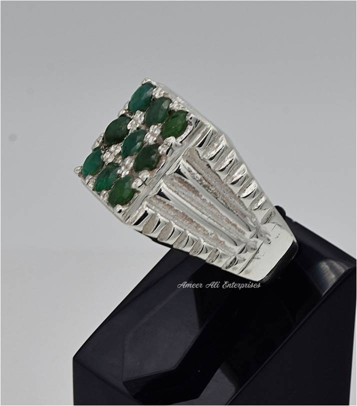 AAE 1802 Chandi Ring 925, Stone Emerald (Zamurd)