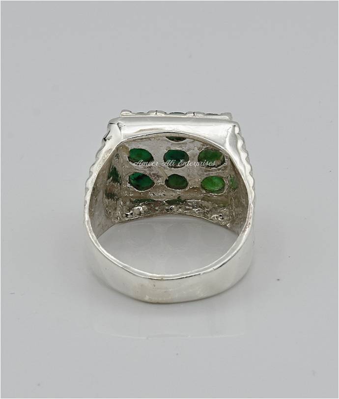 AAE 1802 Chandi Ring 925, Stone Emerald (Zamurd)