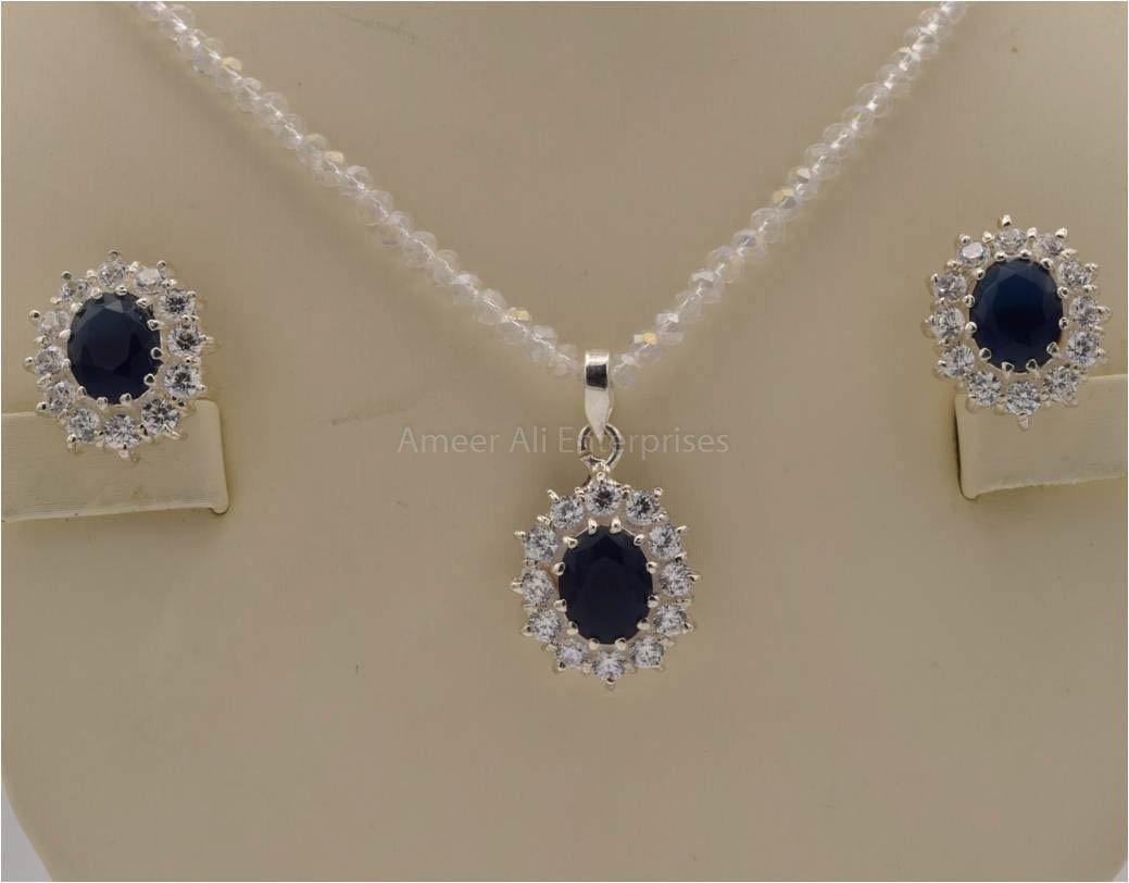 AAE 2546 Chandi Set 925, Stone: Zircon - AmeerAliEnterprises