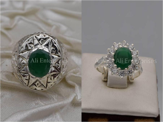 Silver Couple Rings: Pair 32,  Stone: Zircon - AmeerAliEnterprises