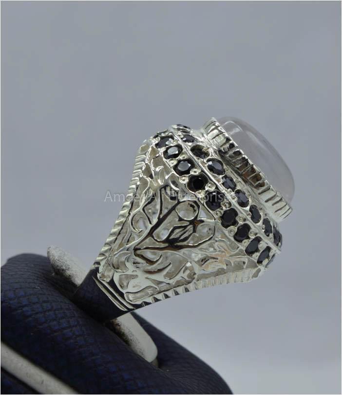 AAE 5826 Chandi Ring 925, Stone: Dur e Najaf - AmeerAliEnterprises