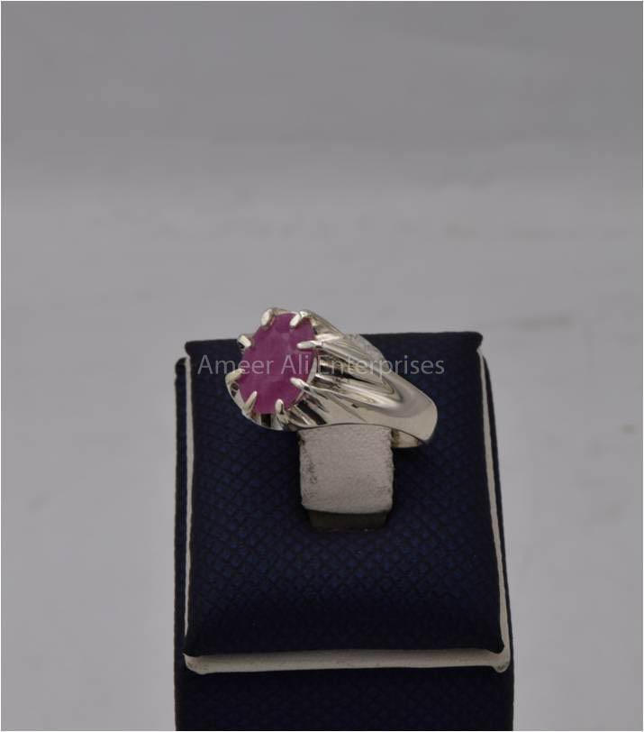 AAE 5743 Chandi Ring 925, Stone: Ruby - AmeerAliEnterprises