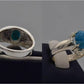 Silver Couple Rings: Pair 21,  Stone: Feroza (Turquoise) - AmeerAliEnterprises