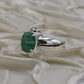AAE 1563 Chandi Ring 925, Stone Emerald (Zamurd) - AmeerAliEnterprises