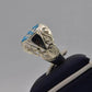 AAE 9143 Chandi Ring 925, Stone: Feroza (Turquoise) - AmeerAliEnterprises