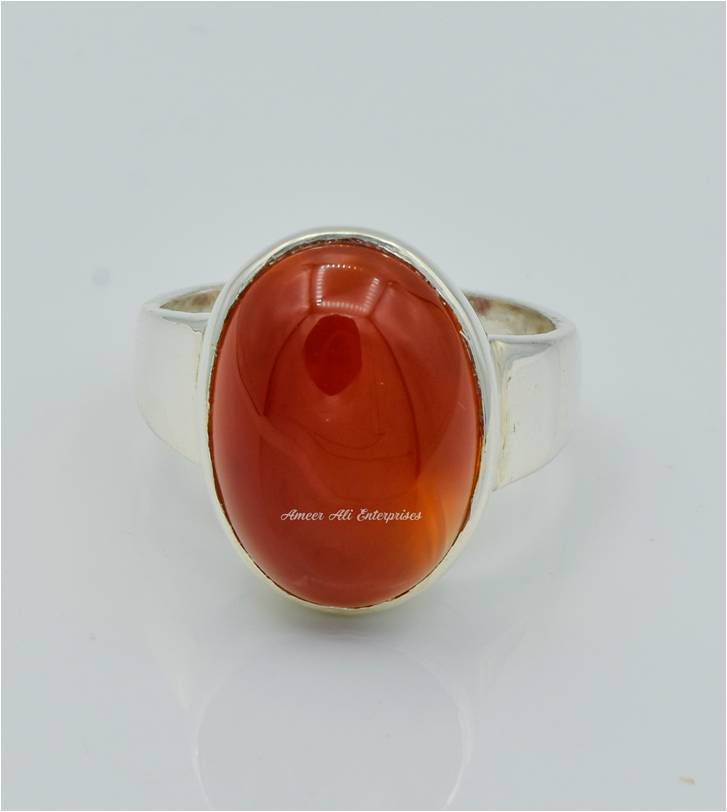 AAE 4381 Chandi Ring 925, Stone: Red Aqeeq