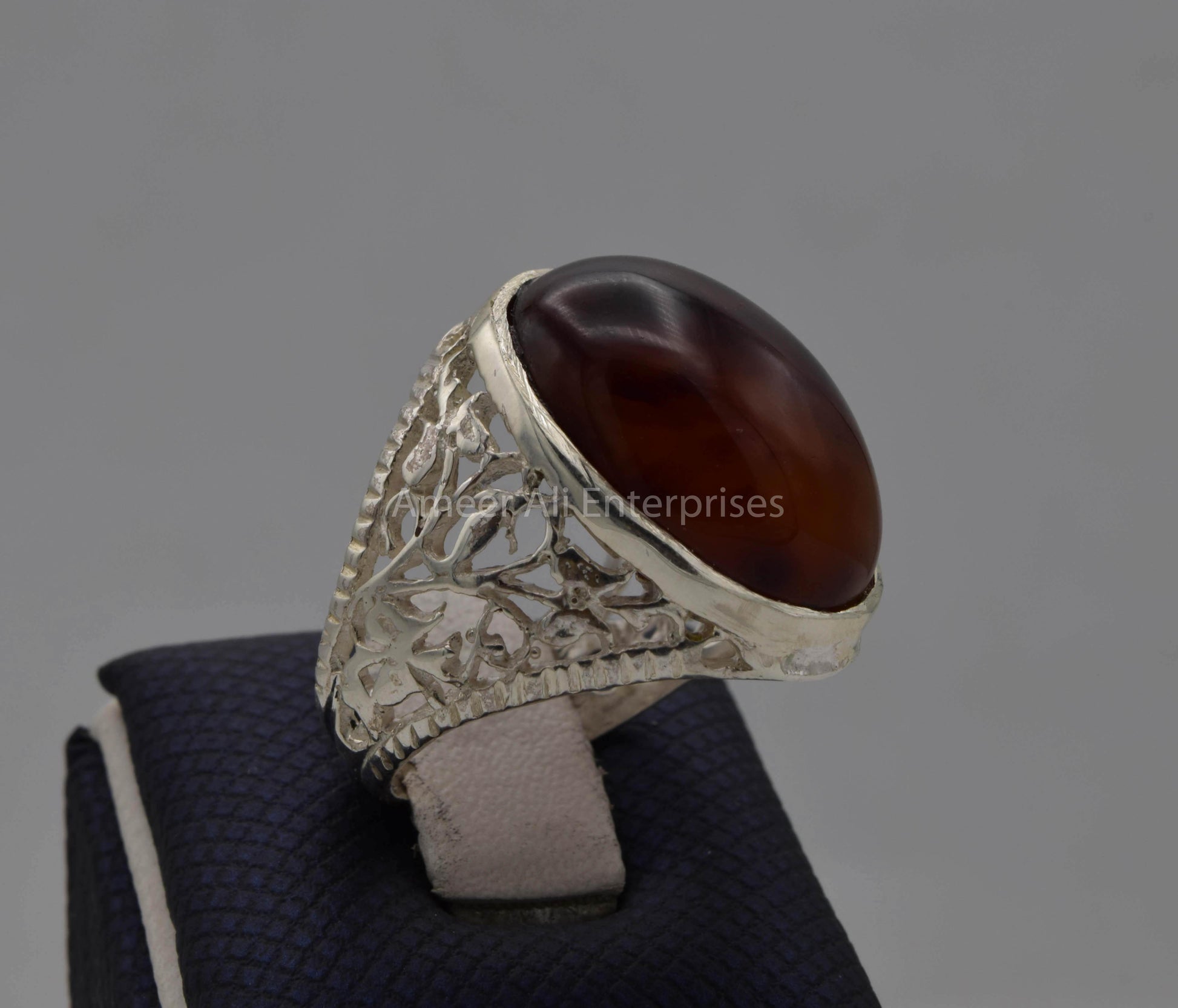 AAE 5659 Chandi Ring 925, Stone: Sulemani Aqeeq - AmeerAliEnterprises