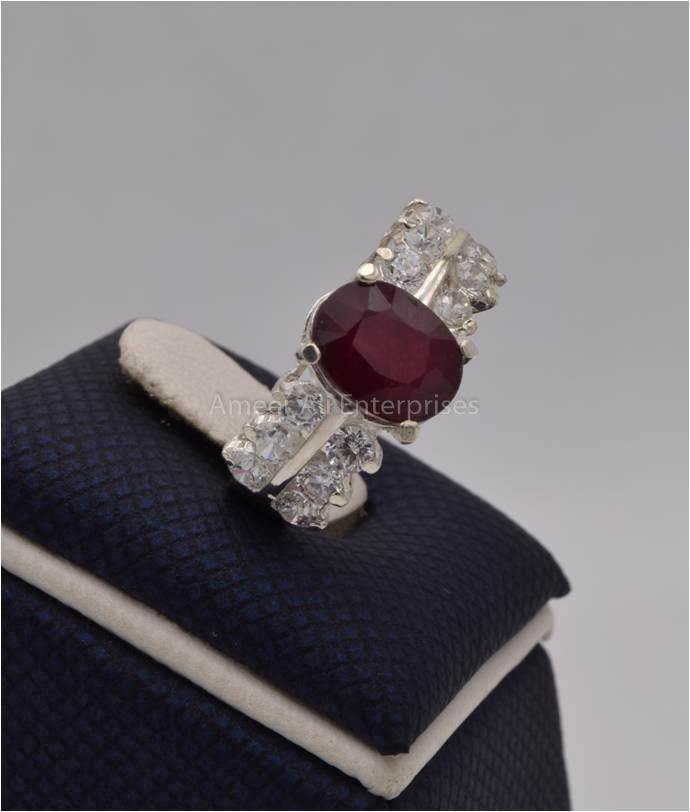 AAE 1134 Chandi Ring 925, Stone: Ruby (Yaqoot) - AmeerAliEnterprises