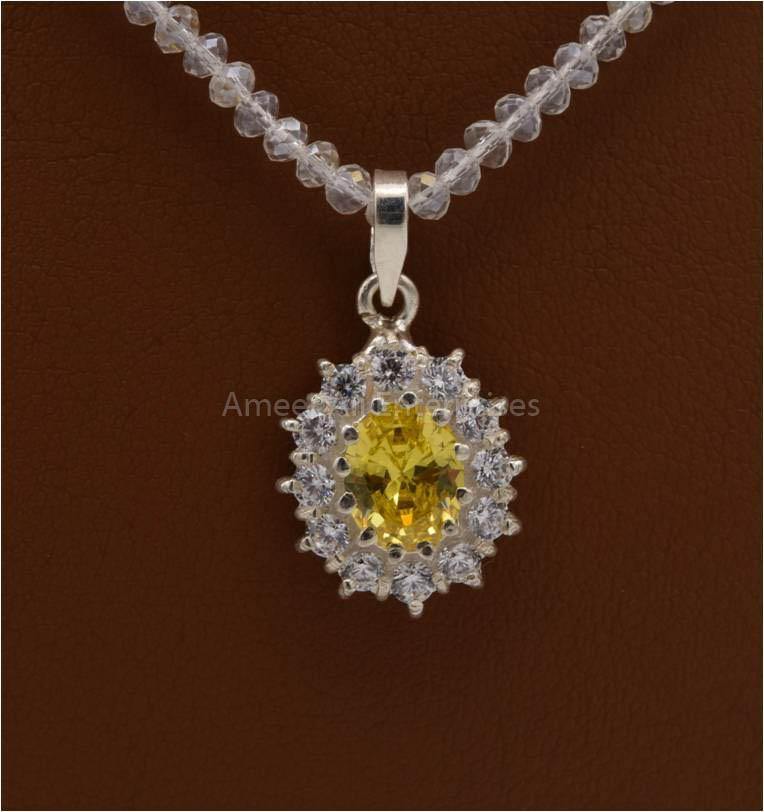AAE 2497 Chandi Set 925, Stone: Zircon - AmeerAliEnterprises