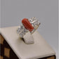 AAE 2506 Chandi Ring 925, Stone: Marjan (Coral) - AmeerAliEnterprises