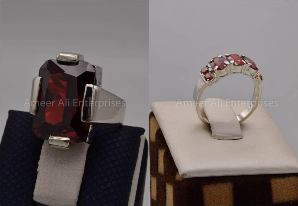 Silver Couple Rings: Pair 73,  Stone: Zircon - AmeerAliEnterprises