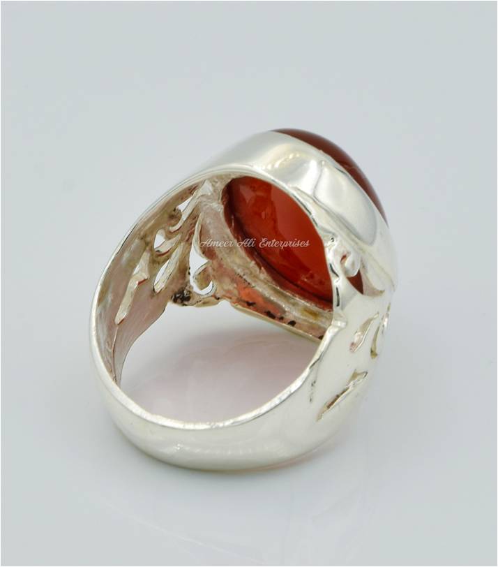 AAE 6231 Chandi Ring 925, Stone: Red Aqeeq