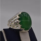 AAE 3122 Chandi Ring 925, Stone: Green Aqeeq - AmeerAliEnterprises