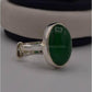 AAE 3113 Chandi Ring 925, Stone: Green Aqeeq - AmeerAliEnterprises