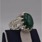 AAE 3114 Chandi Ring 925, Stone: Green Aqeeq - AmeerAliEnterprises