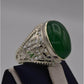 AAE 3117 Chandi Ring 925, Stone: Green Aqeeq - AmeerAliEnterprises