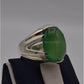 AAE 3118 Chandi Ring 925, Stone: Green Aqeeq - AmeerAliEnterprises