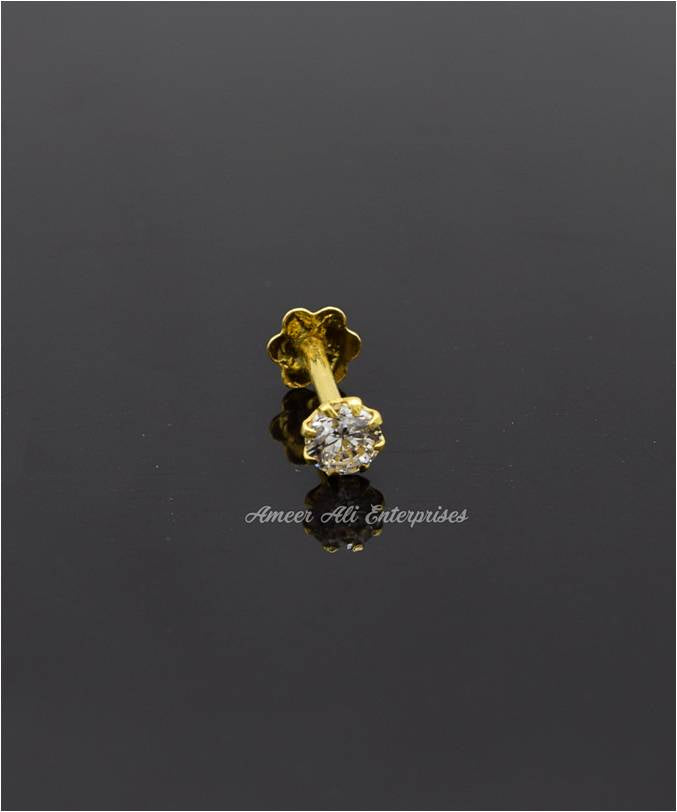 AAE 6887 Gold Nose pin, Stone: Zircon
