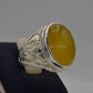 AAE 6536 Chandi Ring 925, Stone: Yellow Aqeeq - AmeerAliEnterprises