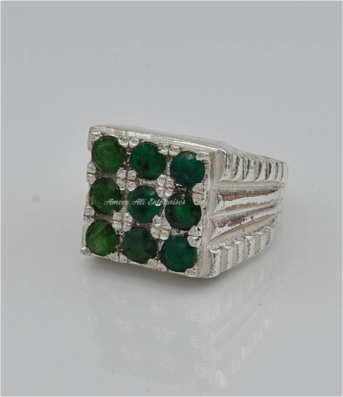 AAE 1802 Chandi Ring 925, Stone Emerald (Zamurd)