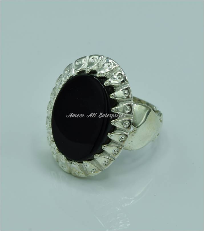 AAE 6824 CHANDI RING 925, STONE: BLACK AQEEQ