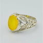 AAE 6529 Chandi Ring 925, Stone: Yellow Aqeeq
