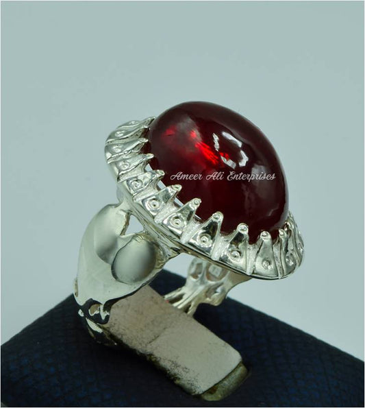 AAE 6825 Chandi Ring 925, Stone: Irani Poota Yaqoot