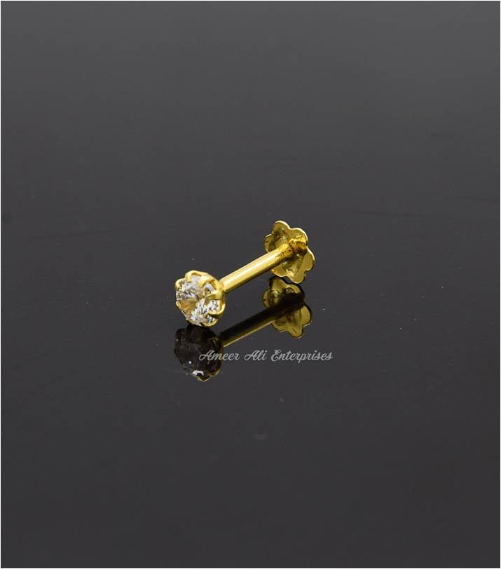 AAE 6887 Gold Nose pin, Stone: Zircon