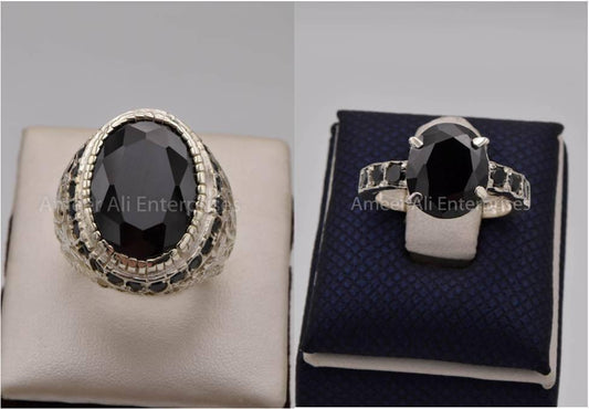 Silver Couple Rings: Pair 107,  Stone: Zircon - AmeerAliEnterprises