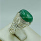 AAE 3116 Chandi Ring 925, Stone: Green Aqeeq - AmeerAliEnterprises