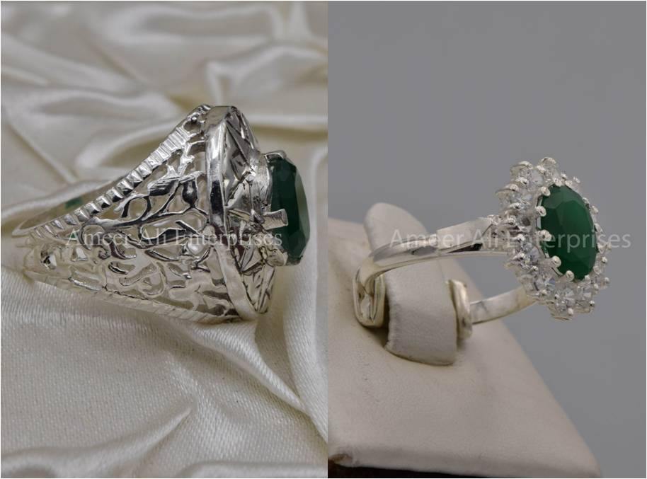 Silver Couple Rings: Pair 32,  Stone: Zircon - AmeerAliEnterprises