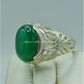 AAE 3116 Chandi Ring 925, Stone: Green Aqeeq - AmeerAliEnterprises