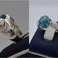 Silver Couple Rings: Pair 138,  Stone: Shajri Feroza - AmeerAliEnterprises