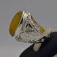 AAE 6536 Chandi Ring 925, Stone: Yellow Aqeeq - AmeerAliEnterprises