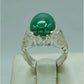 AAE 3116 Chandi Ring 925, Stone: Green Aqeeq - AmeerAliEnterprises