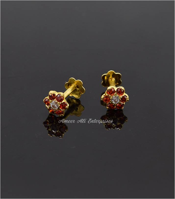 AAE 6888 Gold Ear Studs, Stone: Zircon